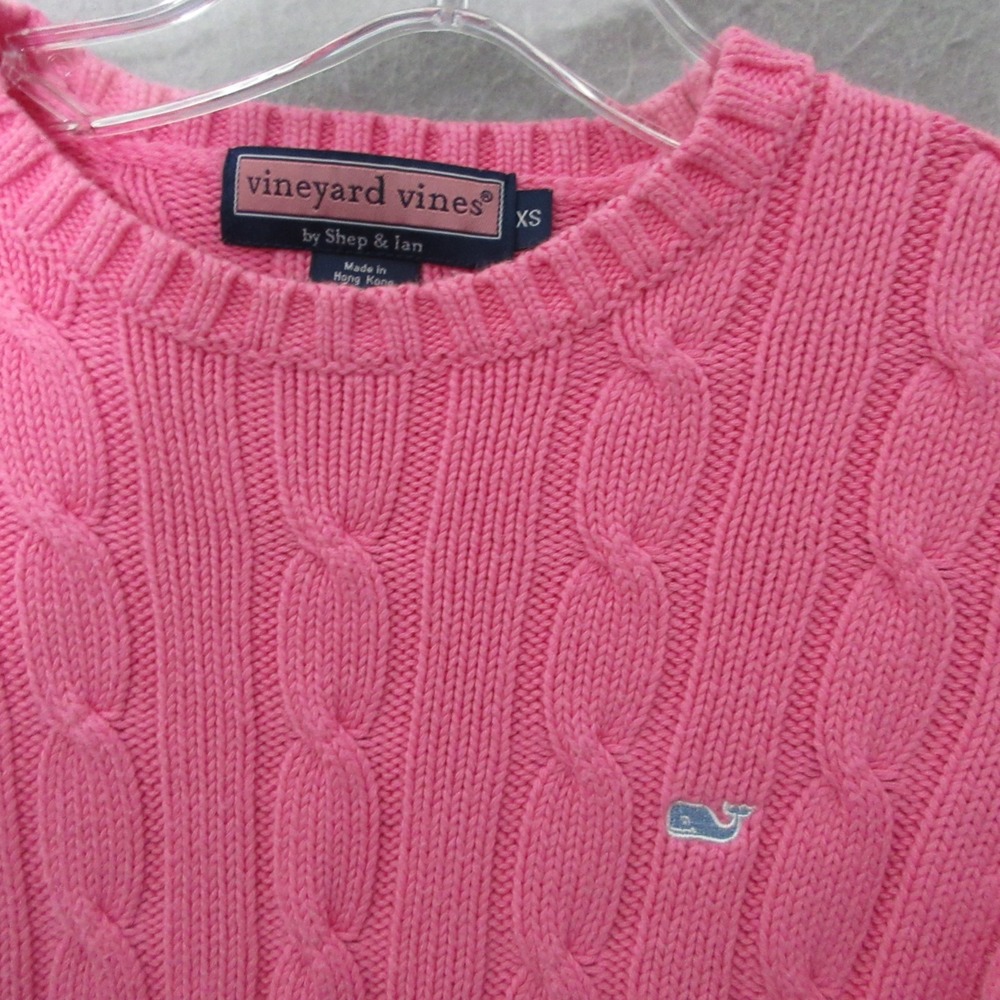 Vintage Vineyard Vines Sweater XS or Girl Large Pink Cable Knit Preppy Fisherman - Picture 2 of 10